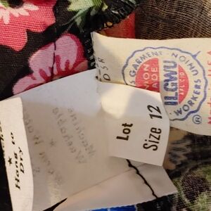 Vintage 70s Summit of Boston Size 12 Black Floral A-Line Skirt 100% Cotton USA